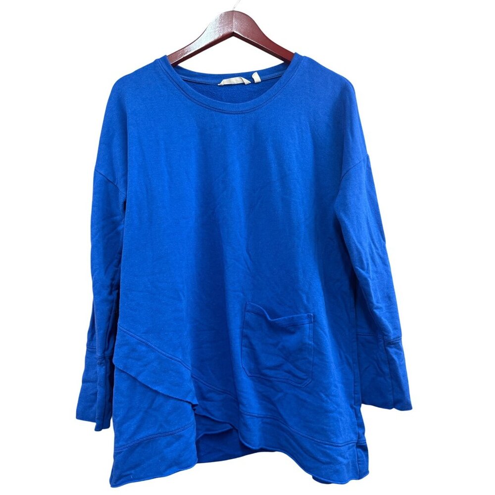 Soft Surroundings Womens Blue Long Sleeve Top With Pocket L